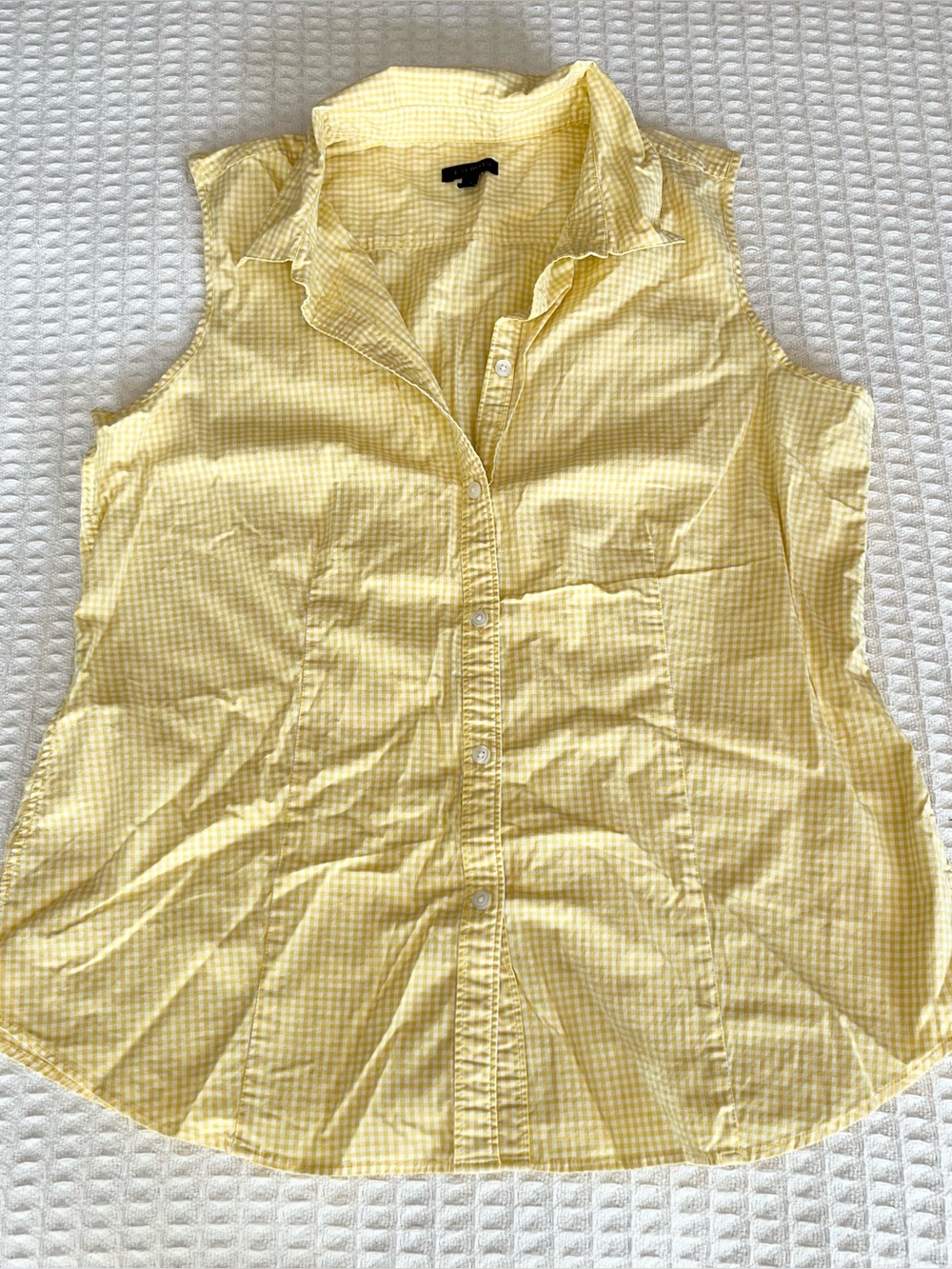 Talbots Yellow Gingham Sleeveless Button-Down Shirt size 14